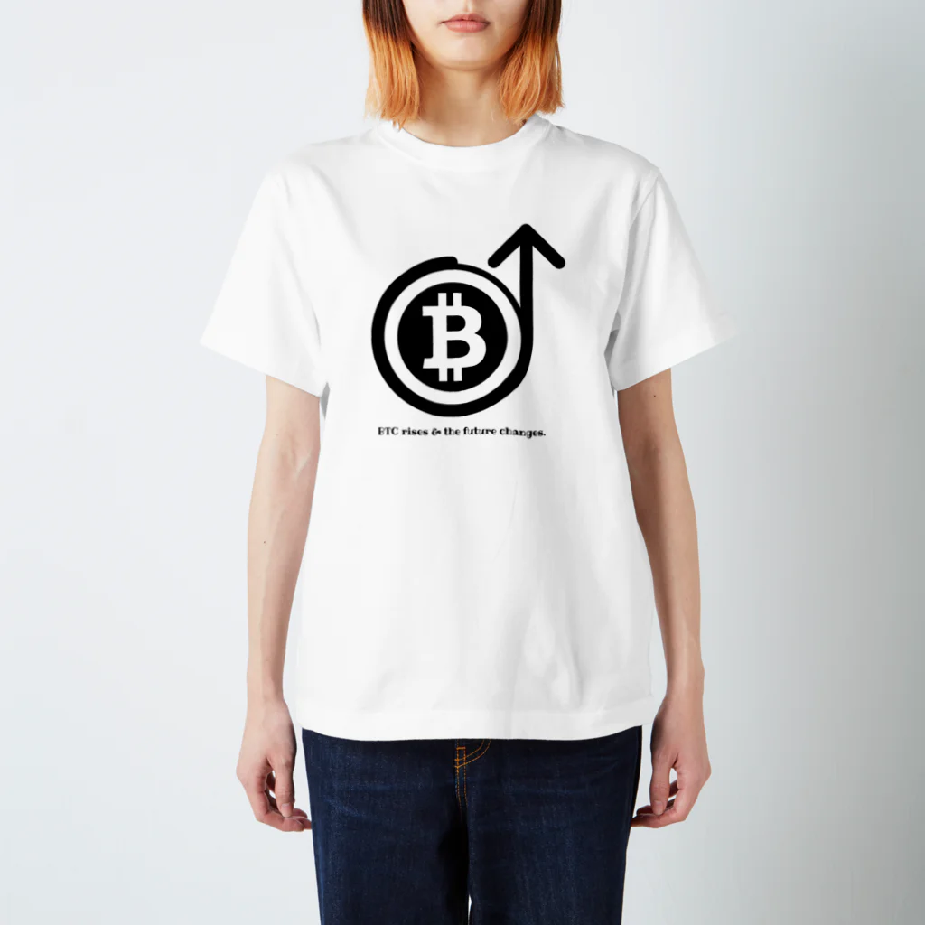 仮想通貨グッズショップの急上昇ビットコインシリーズ（黒ロゴ） Regular Fit T-Shirt