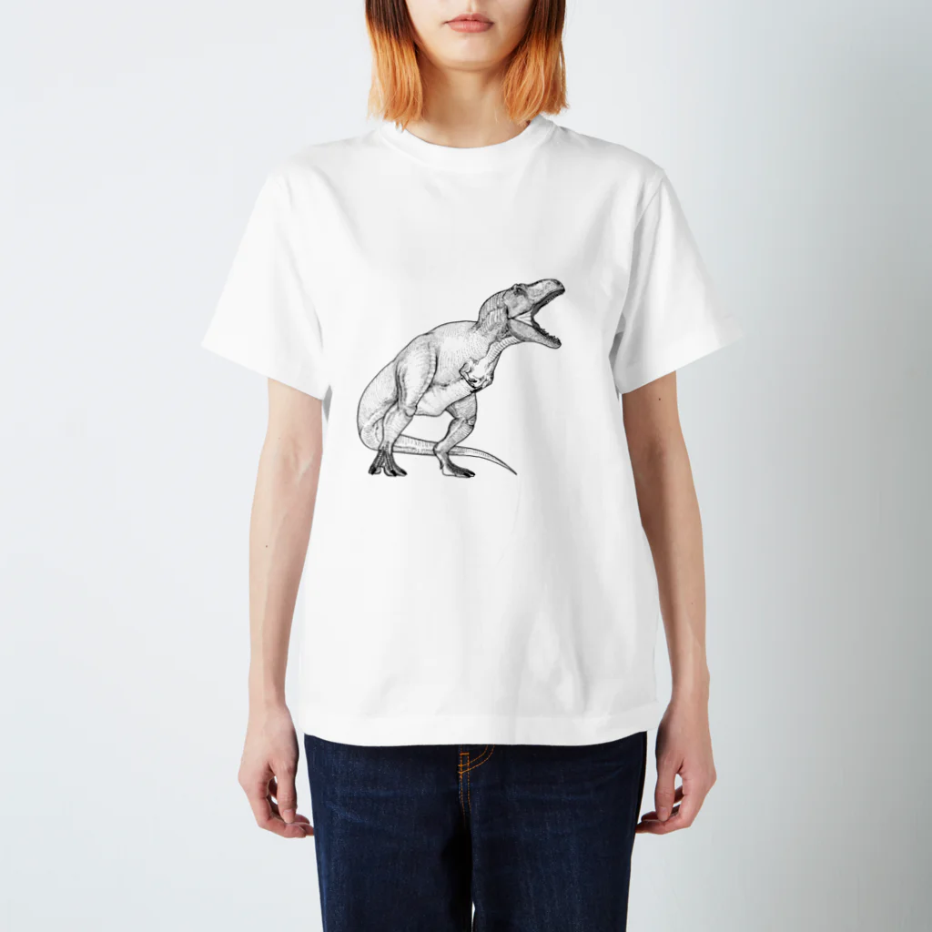 Prehistorik-art_junya-tanakaの吼えるティラノサウルスTシャツ スタンダードTシャツ