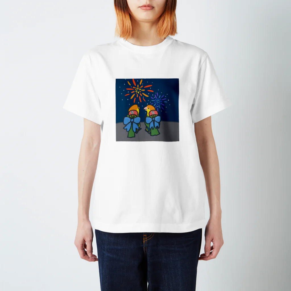 ねぐせSHOPの花火とシロハラちゃん Regular Fit T-Shirt