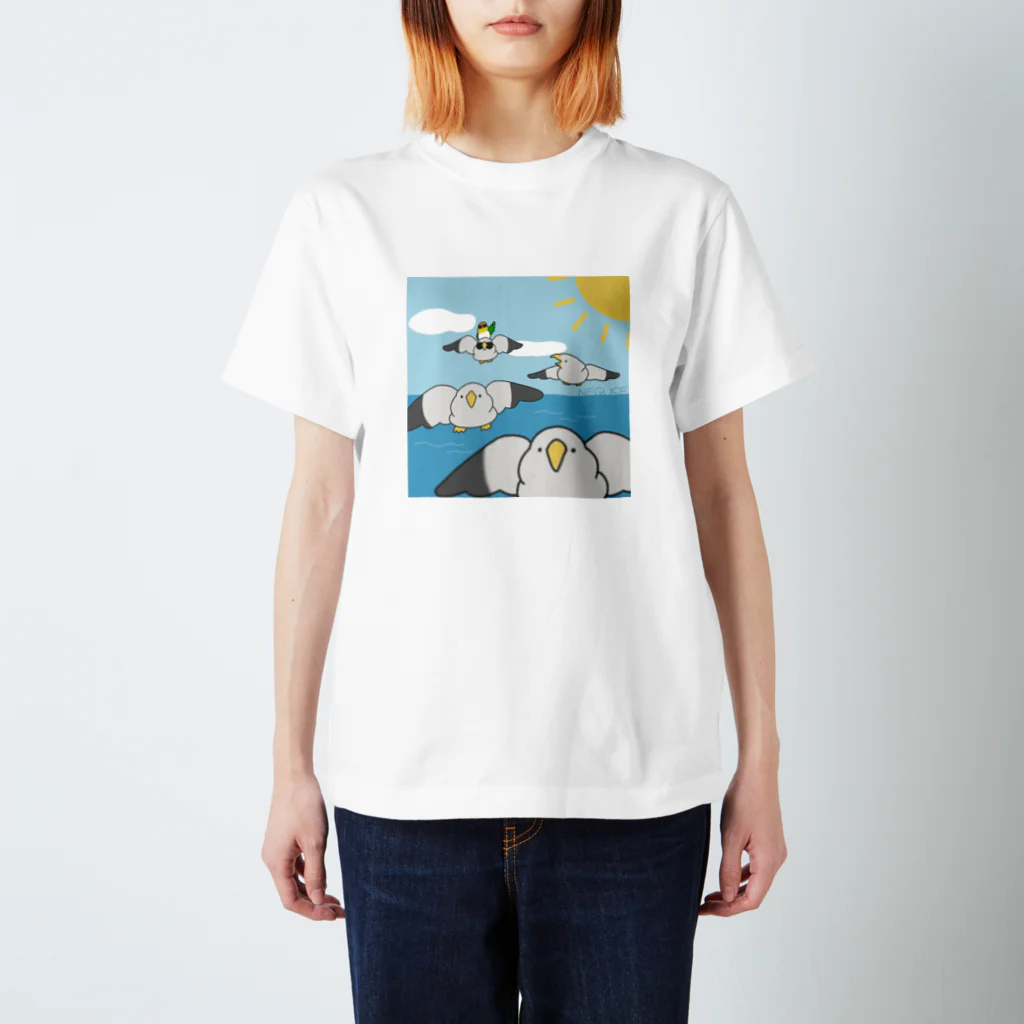 ねぐせSHOPのカモメとシロハラちゃん スタンダードTシャツ