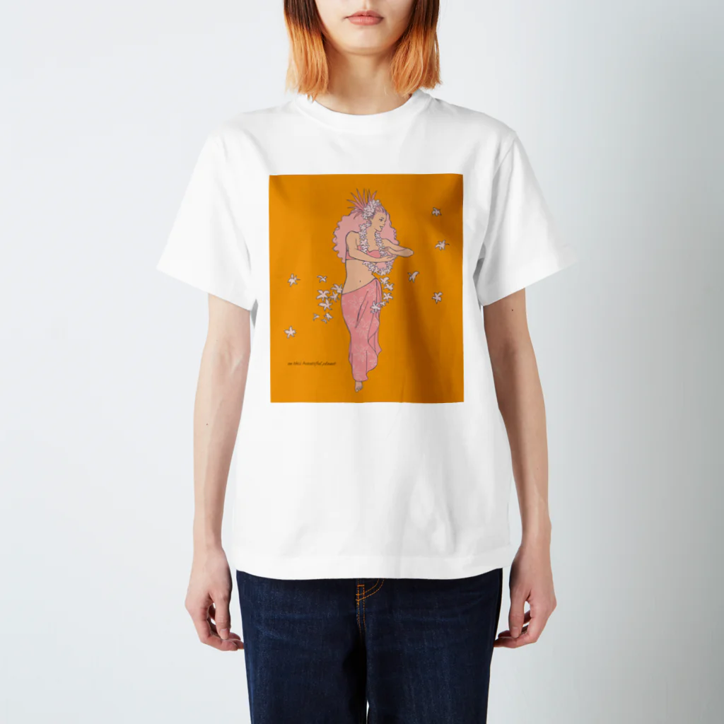 Noa Noa Art ＆ Designのタヒチアンダンサー（オレンジ）｜Ori Tahiti Lady スタンダードTシャツ