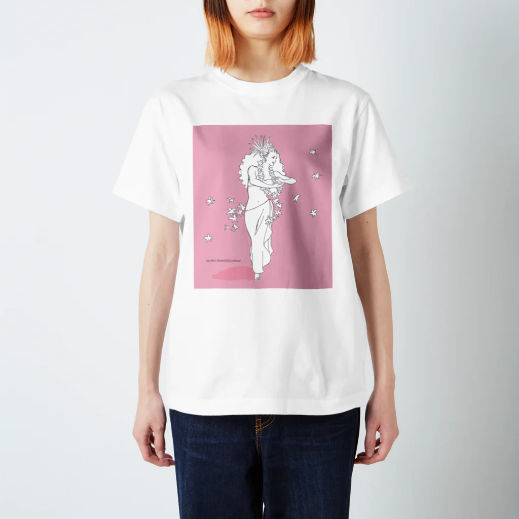 Noa Noa Art ＆ Designのタヒチアンダンサー（ピンク）｜Ori Tahiti Lady Regular Fit T-Shirt