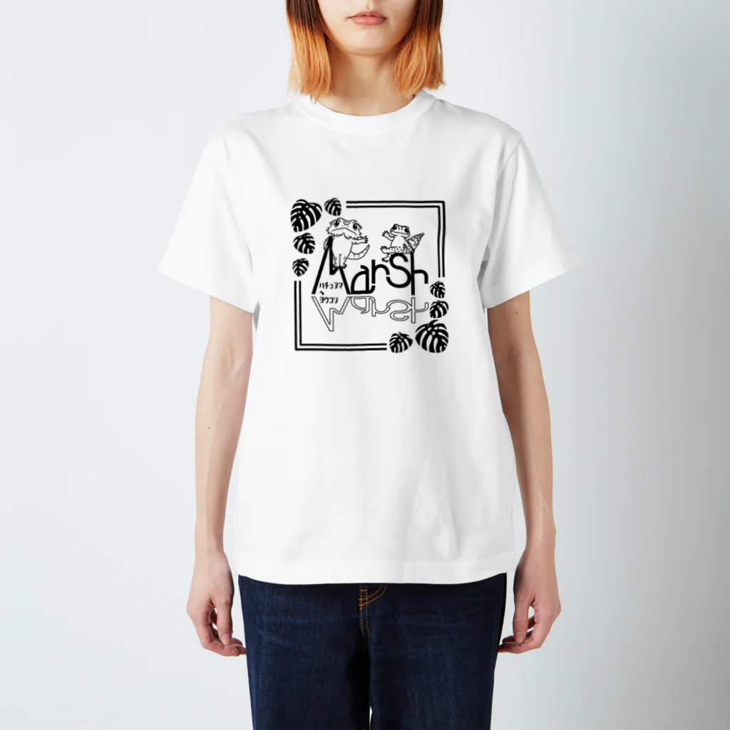 ＭａｒｓｈのＭａｒｓｈロゴ黒線画 Regular Fit T-Shirt