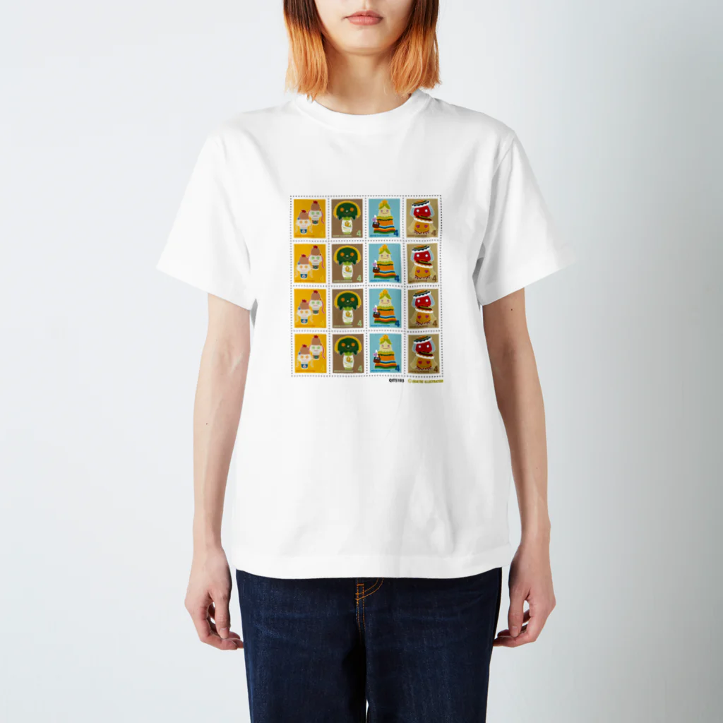 Quatre Illustrationのキャトル切手_お野菜ファッションB 4×4 スタンダードTシャツ