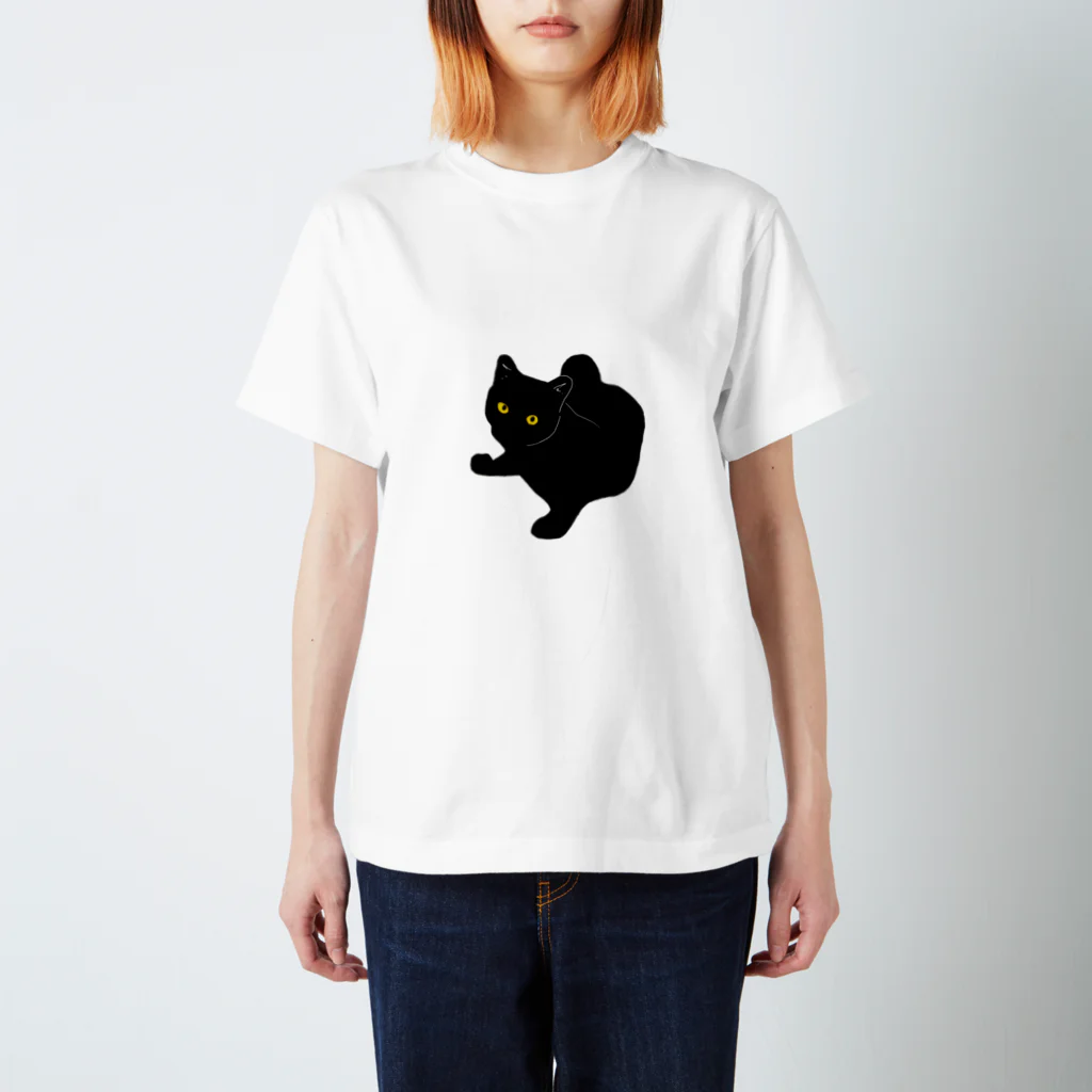 Nekooooooooooの黒猫ぽんた スタンダードTシャツ