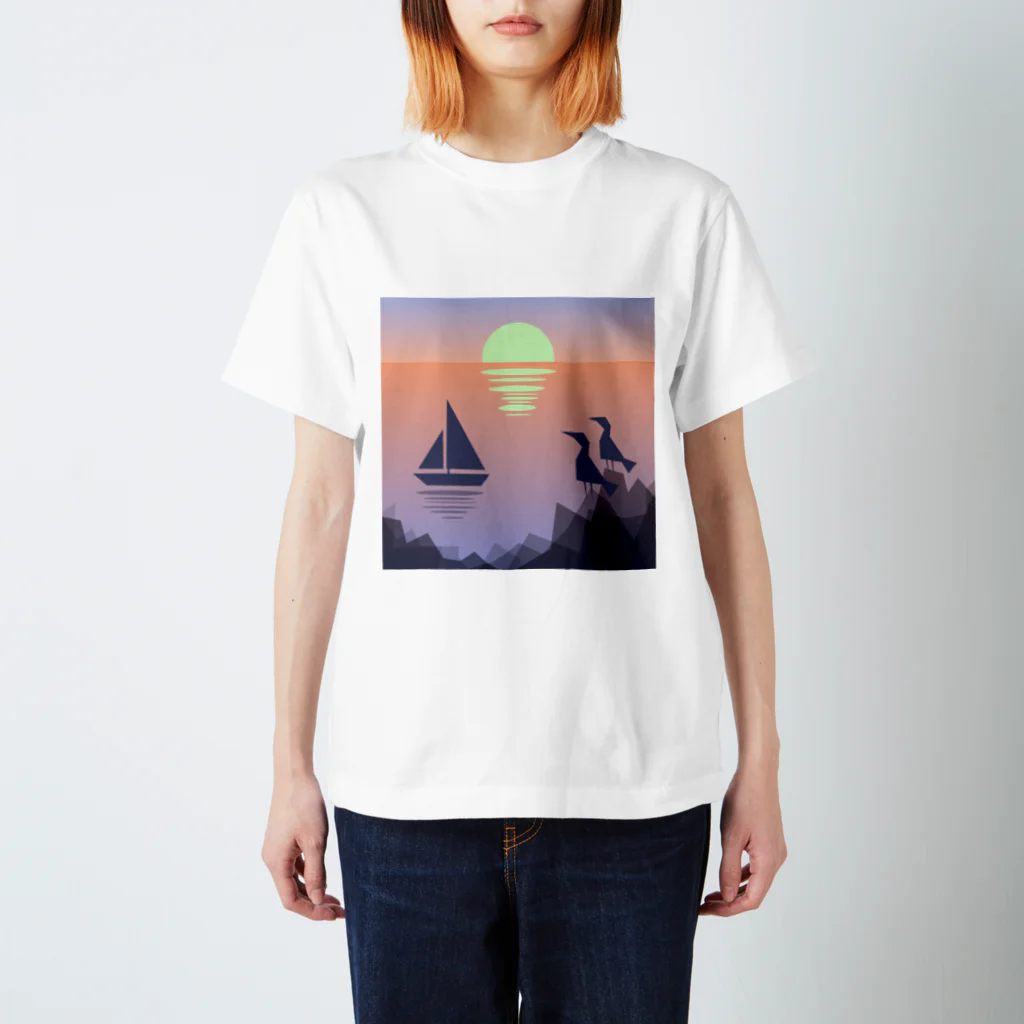 エアレーションの独り言の船と夕陽と海鳥と。 Regular Fit T-Shirt