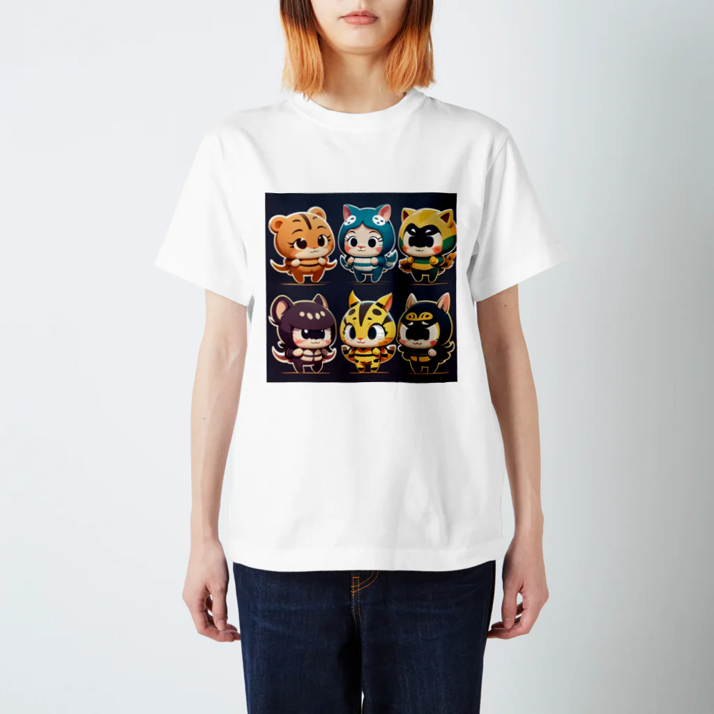 可愛い存在まじ癒しのイカネコレンジャーズ スタンダードTシャツ