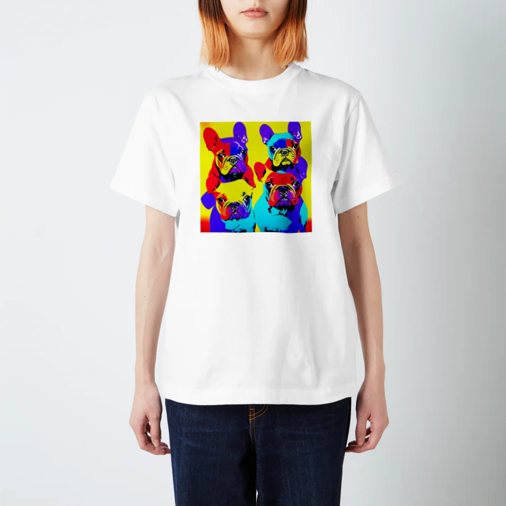 TakashiSのVivid Quartet of French Bulldogs Regular Fit T-Shirt