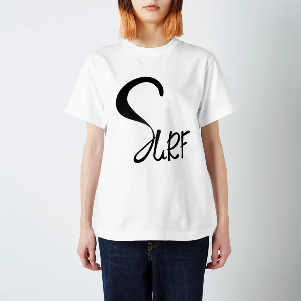 SURF810の手描きSURF文字♡黒/Black スタンダードTシャツ