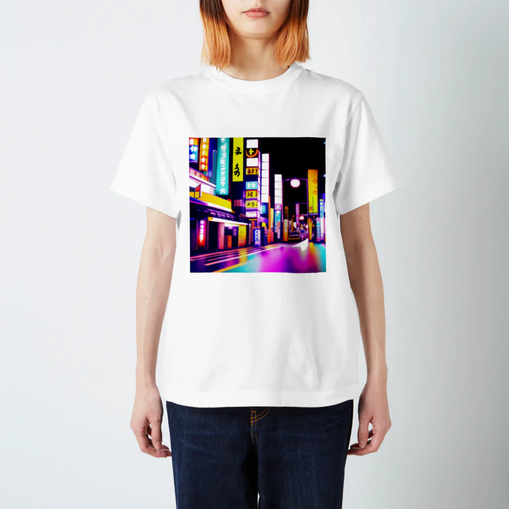 Okuizumoの怪しく輝くネオンの街 スタンダードTシャツ