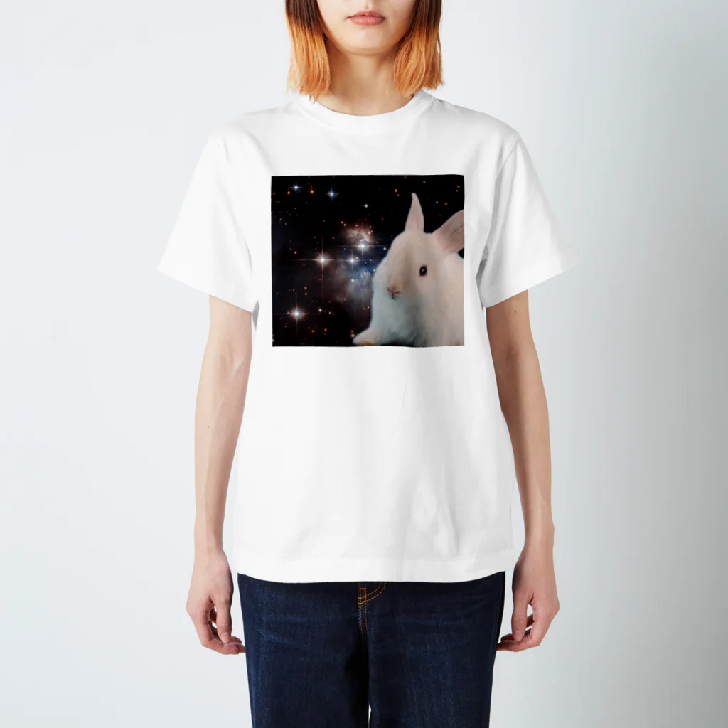 宇宙動物園の宇宙白うさぎ Regular Fit T-Shirt