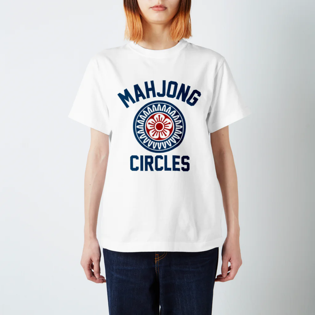 麻雀ロゴTシャツショップ 雀喰 -JUNK-のMAHJONG CIRCLES -麻雀牌 一筒 イーピン- スタンダードTシャツ