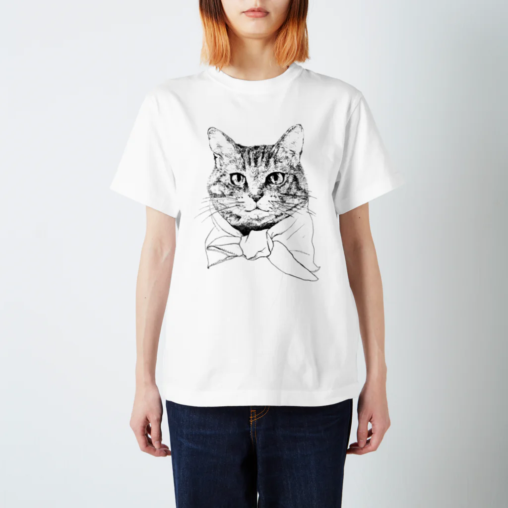猫竹（nekotake)のペン画のしましま猫ちゃん スタンダードTシャツ