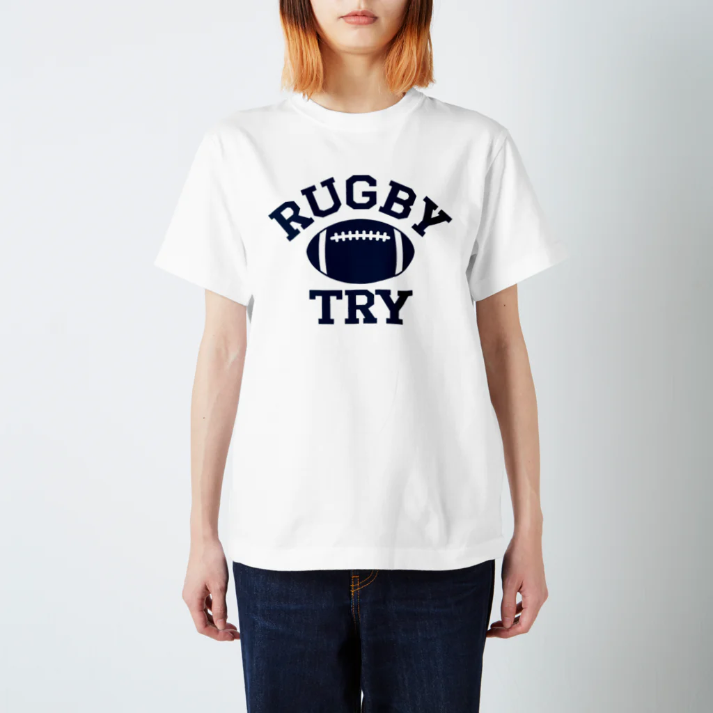 sports_tower スポーツタワーのラグビー・RUGBY・単色・グッズ・デザイン・楕円形ボール・イラスト・スポーツ・Tシャツ・男子・女子・かっこいい・かわいい・選手・ラガーマン・インゴール・ラグビーユニオン・ラグビーリーグ Regular Fit T-Shirt