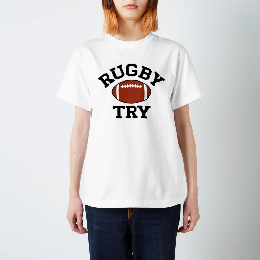 sports_tower スポーツタワーのラグビー・RUGBY・グッズ・デザイン・楕円形ボール・イラスト・スポーツ・Tシャツ・男子・女子・かっこいい・かわいい・選手・ラガーマン・インゴール・ラグビーユニオン・ラグビーリーグ Regular Fit T-Shirt