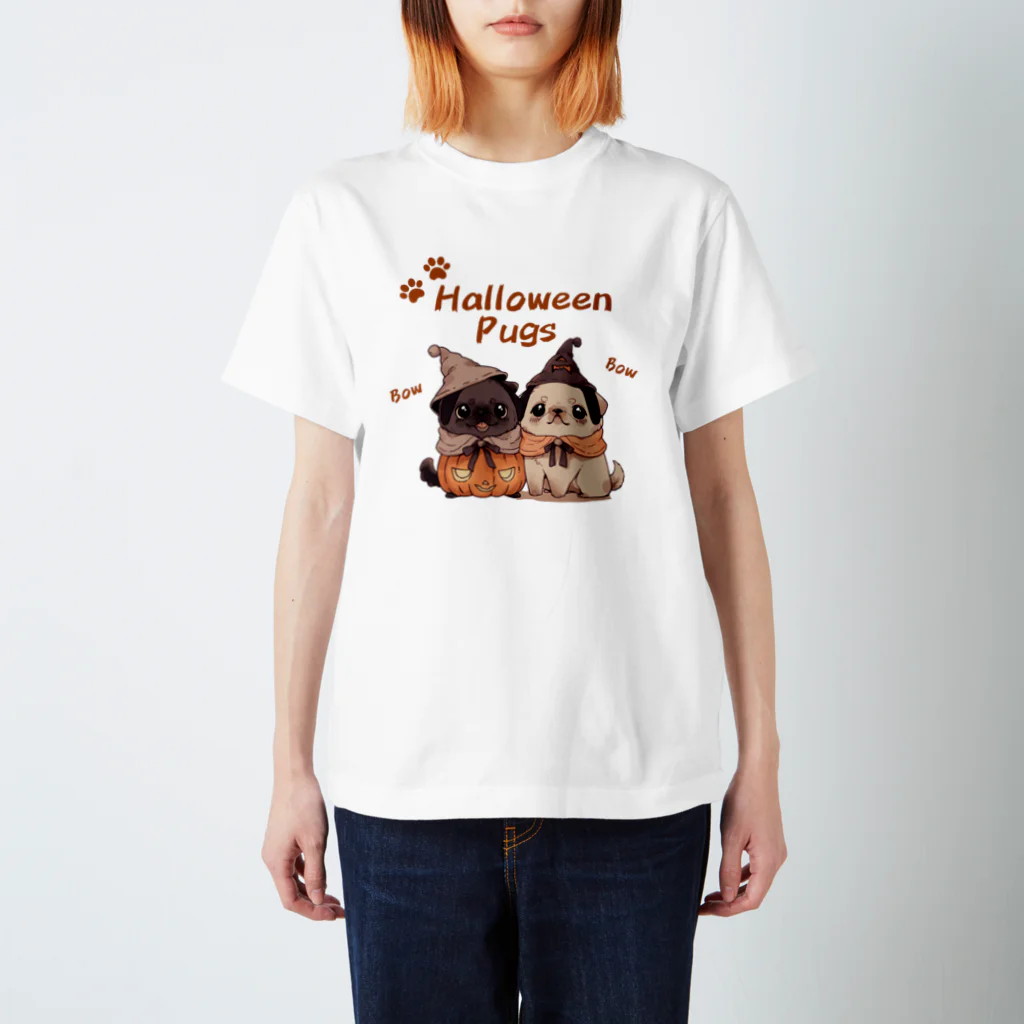 アニまるんズのゆるかおアニまるんズ（パグ）Halloween Pugs スタンダードTシャツ