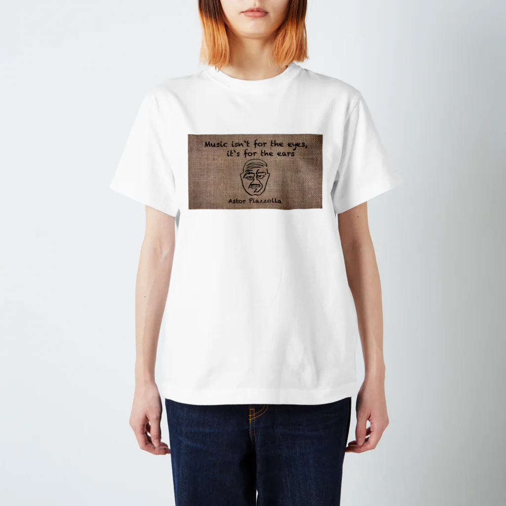KuMu-music Shopのひとふでピアソラ氏 Regular Fit T-Shirt