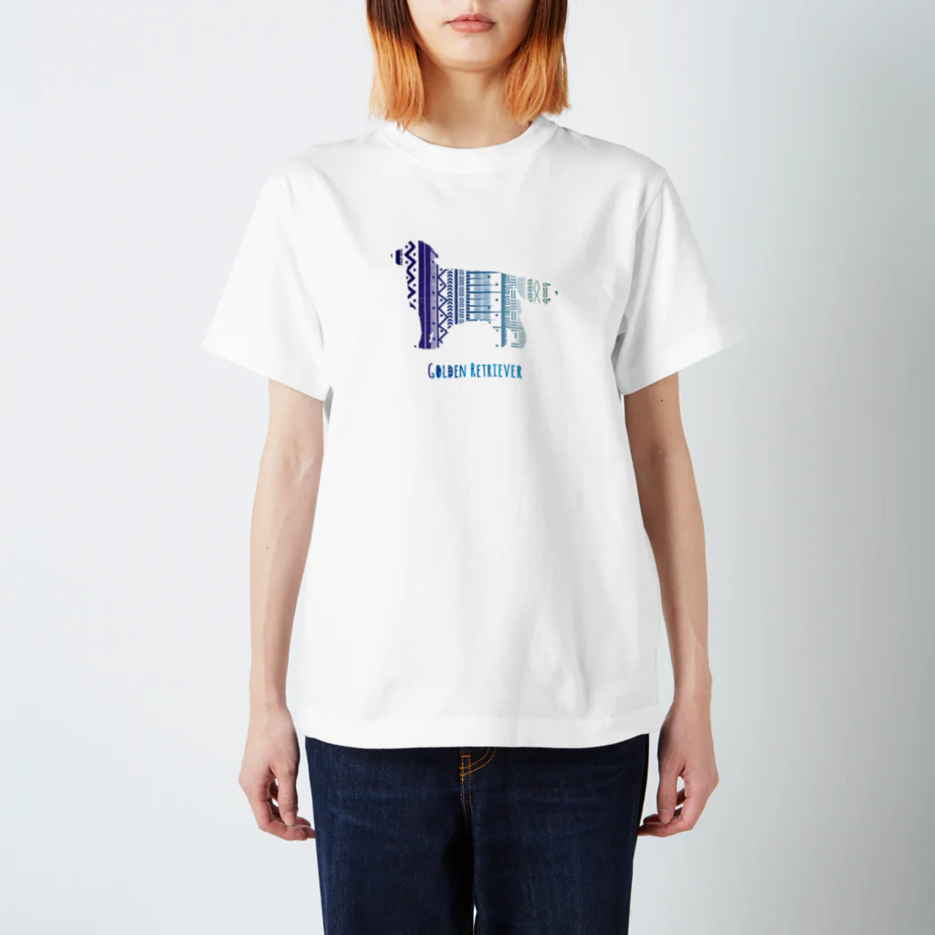 AtelierBoopの波ーゴールデンレトリバー スタンダードTシャツ