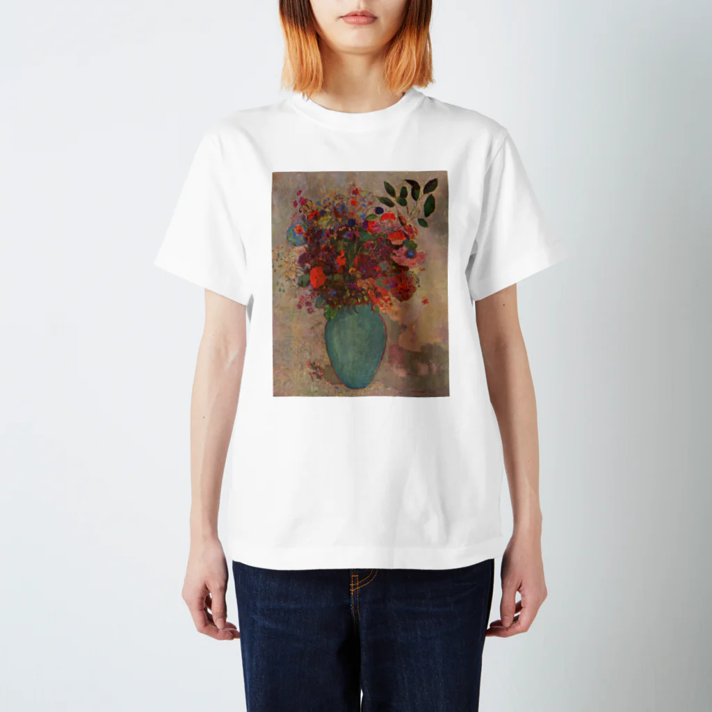 世界美術商店のトルコ石色の花瓶の花 /  The turquoise vase Regular Fit T-Shirt