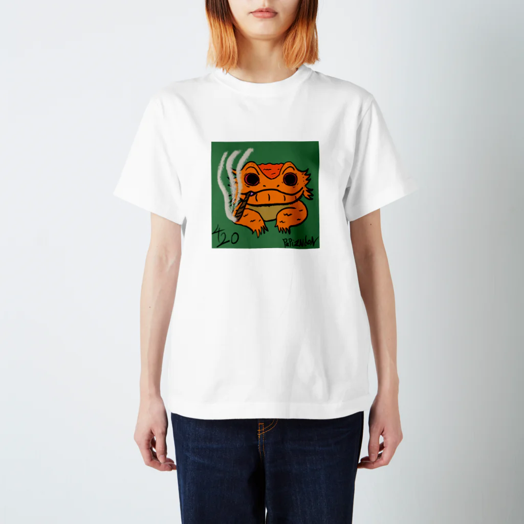 PAPIZONDONのPAPIZONDON フトマキトビトカゲ スタンダードTシャツ