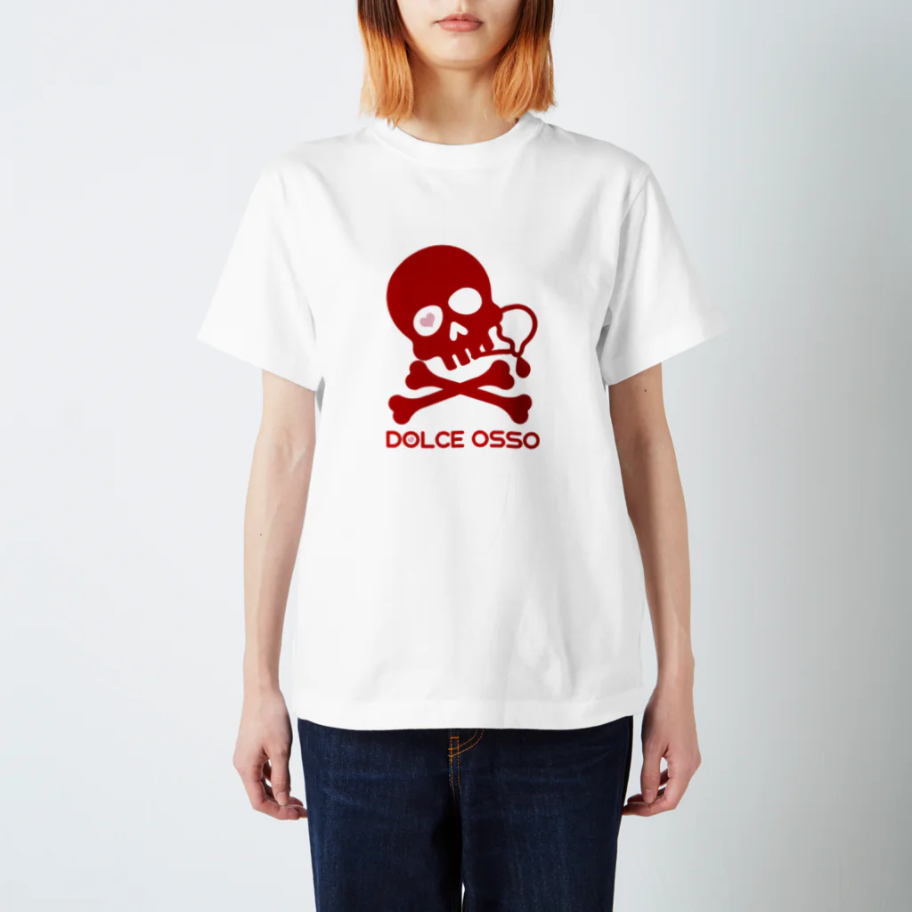 DOLCEOSSOのDOLCE OSSO "ドルチェ オッソ”　レッド スタンダードTシャツ