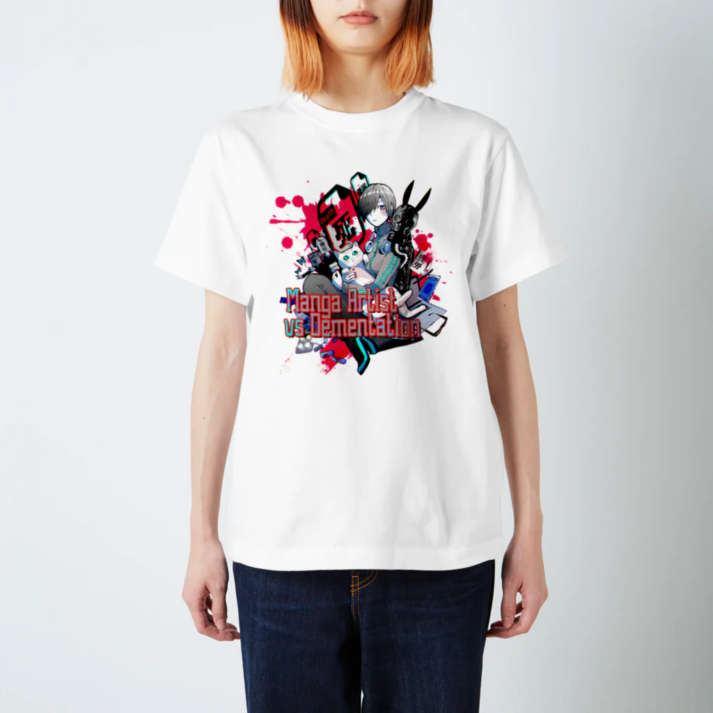岩村月子SUZURI店のMangaArtist vs Demetation Regular Fit T-Shirt