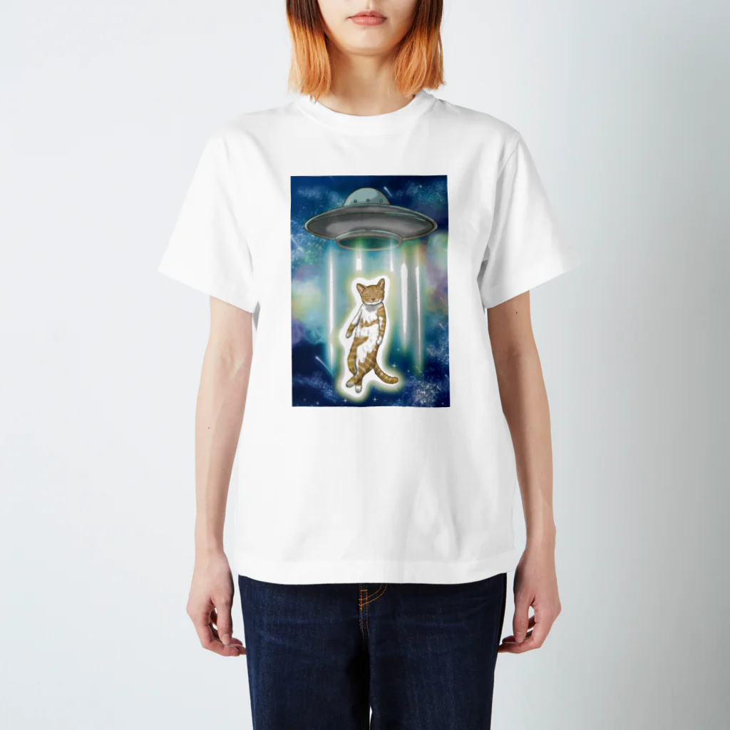 縁-yukari-のUFOと猫 スタンダードTシャツ