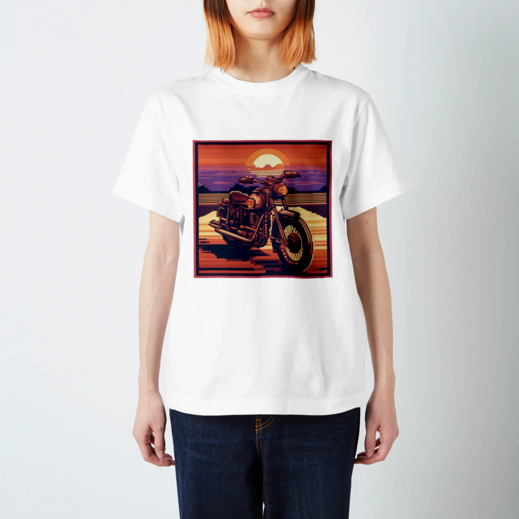 毎日がにゃんとも幸せ マサッチShopのレトロバイクドット　夕日編№４ Regular Fit T-Shirt