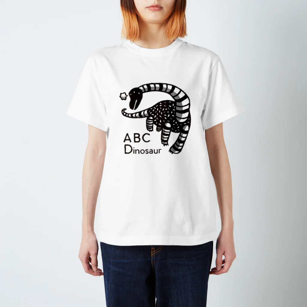 ABC Dinosaur グッズショップのブラキオサウルス　モノクロ スタンダードTシャツ