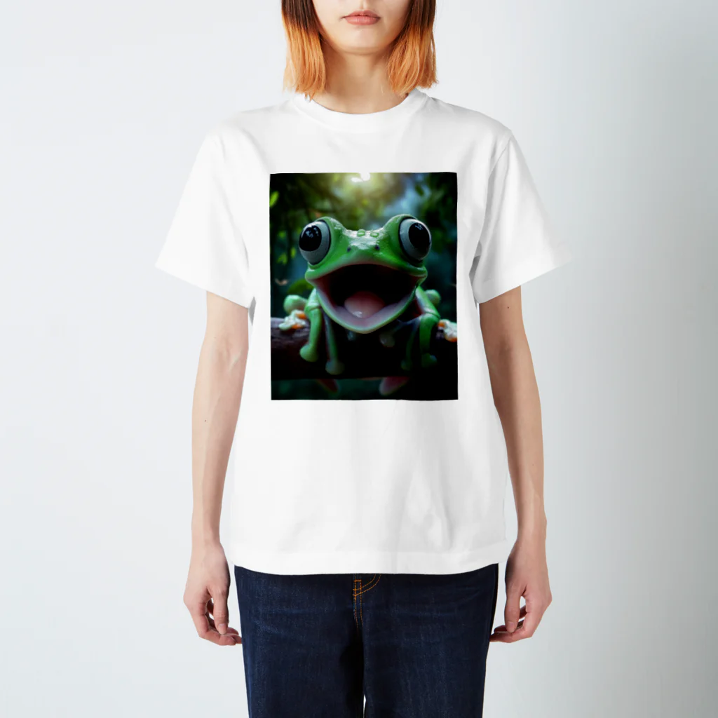 ワンダーワールド・ワンストップのリアルでユニークな笑っているカエル Regular Fit T-Shirt
