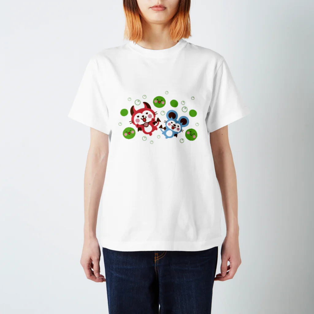 ミニマムユニヴァース@SUZURIのデビねこくんとデビねずちゃん  Tシャツ マリモ Regular Fit T-Shirt