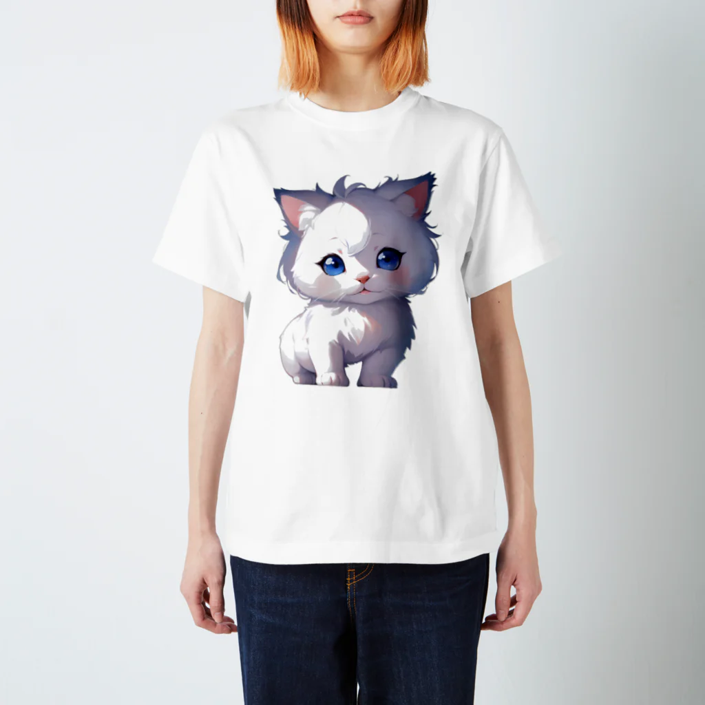 Hoshi_Hikariのホワイトにゃんこ Regular Fit T-Shirt