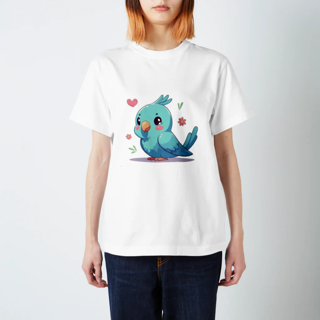 終わらない夢🌈の幸せの青いインコちゃん💞 スタンダードTシャツ