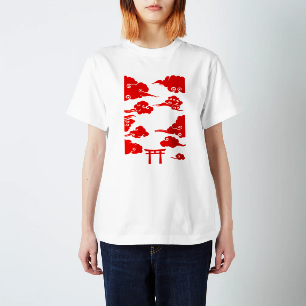 unea01の雲と鳥居（朱色） スタンダードTシャツ