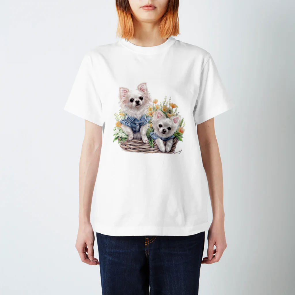 Momojiの犬画のチワワ11 スタンダードTシャツ