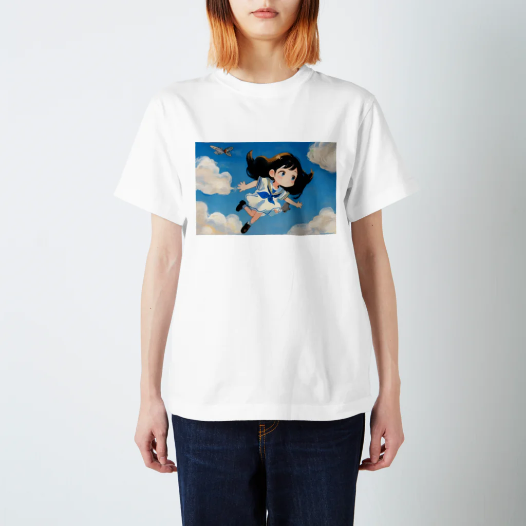 くま屋のSkyward Dreams: Soaring Girl Art Regular Fit T-Shirt