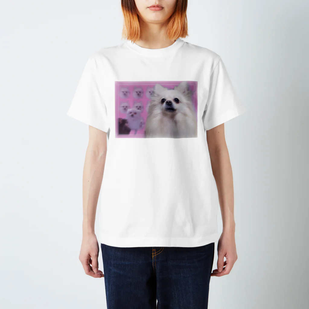 うるマートの(実写の犬)ポメラニアンのうる(ピンク) スタンダードTシャツ