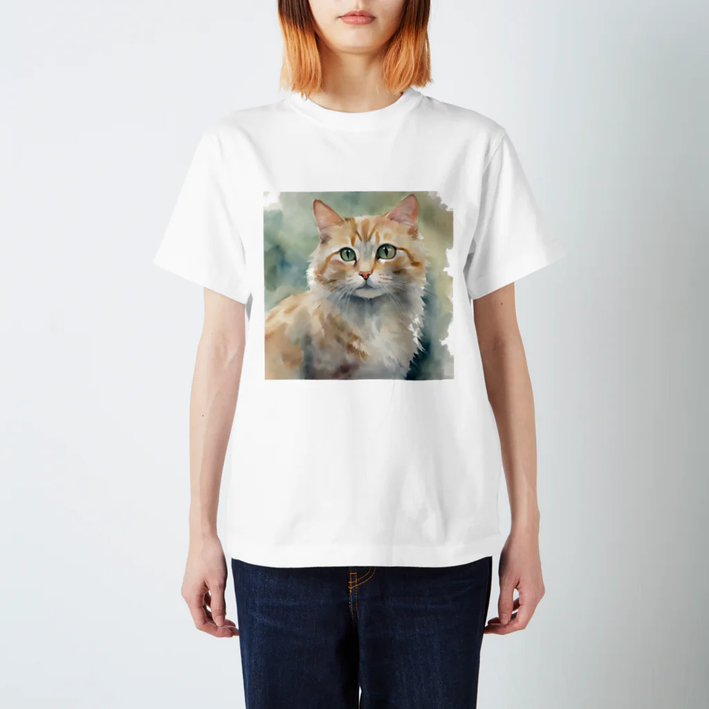 癒しの場｜Healing Placeの癒しの水彩画子猫　Healing Watercolor Painting: Kitten スタンダードTシャツ