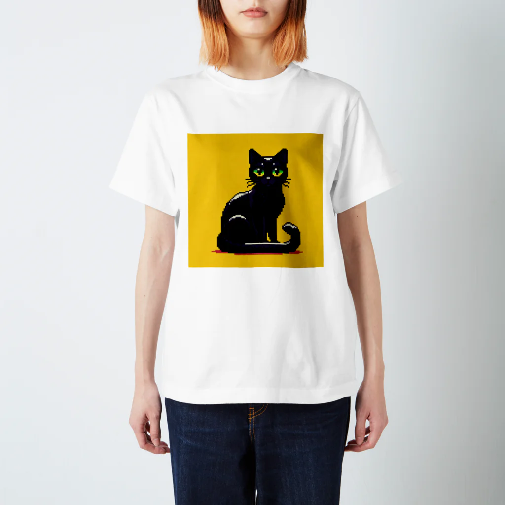 kurone🐈‍⬛の黒猫🐈‍⬛ドットアート 티셔츠