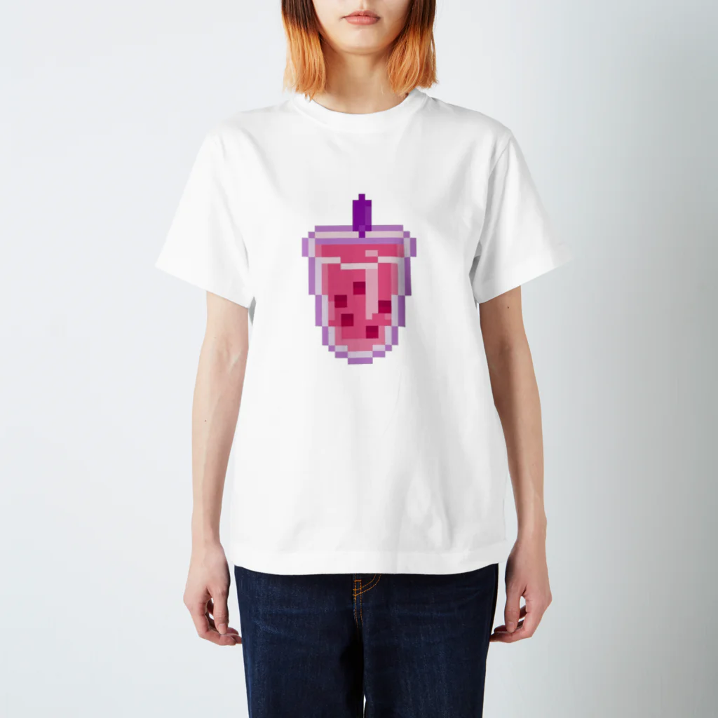 ArtistのStrawberry boba tea kawaii pixe art スタンダードTシャツ