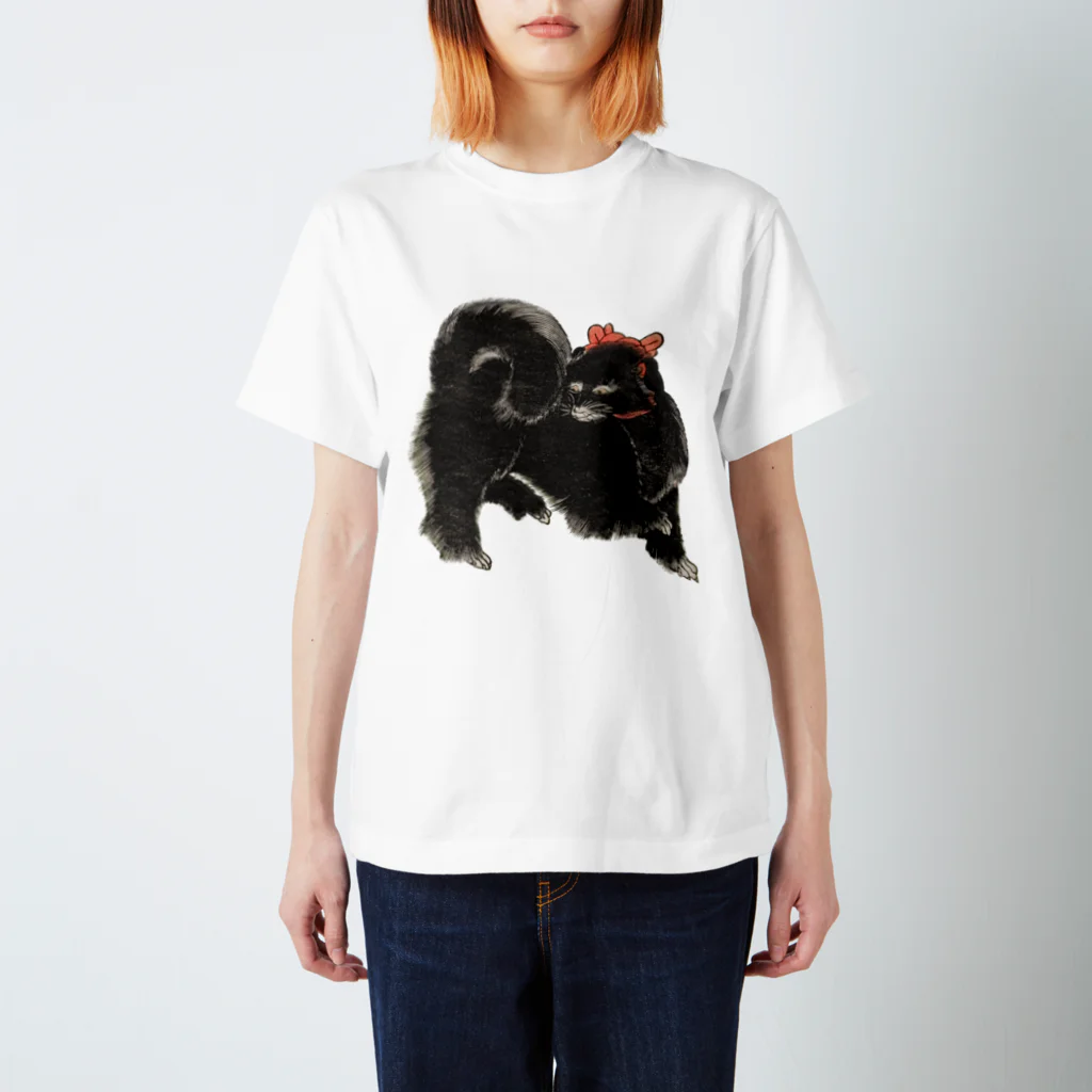 浮世絵ショップ のどぐろ　UKIYOE SHOP NODOGUROの犬　Black Dog Regular Fit T-Shirt