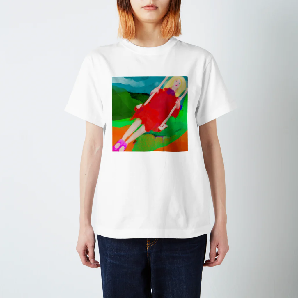 大宮ART工房のブランコに乗る女の子 スタンダードTシャツ