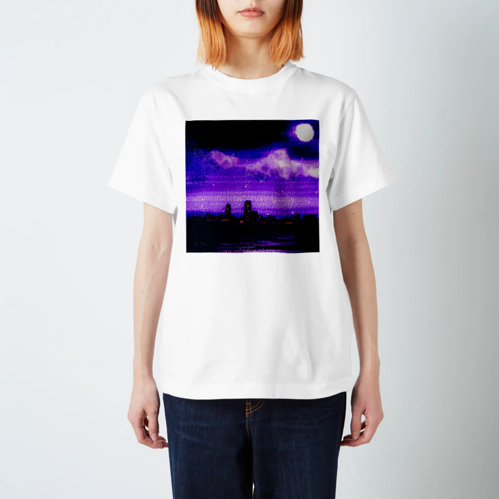 🔳🐄ψΨてんとう虫Ψψ🐄🐝の絵本の夜景 スタンダードTシャツ