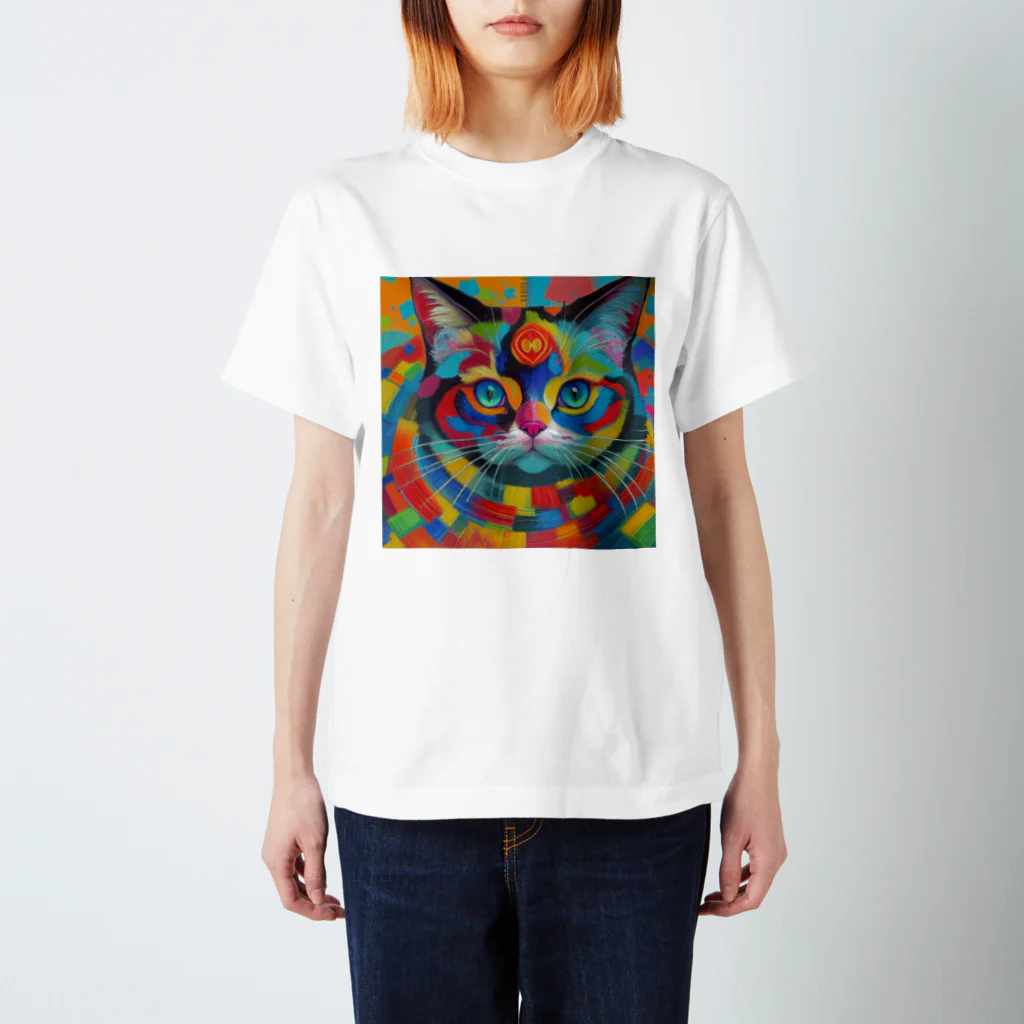 629_CAT_ARTのカラフルキャット Regular Fit T-Shirt