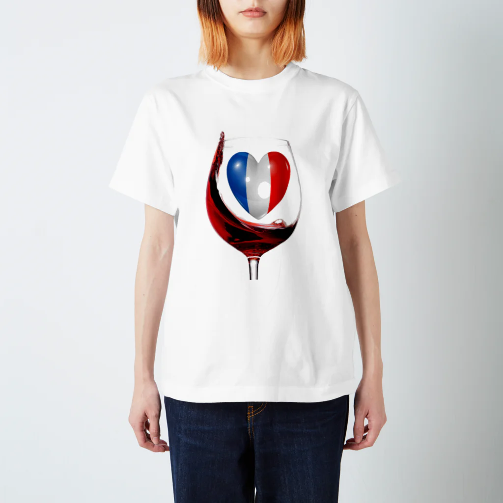 WINE 4 ALLの国旗とグラス：フランス（雑貨・小物） Regular Fit T-Shirt