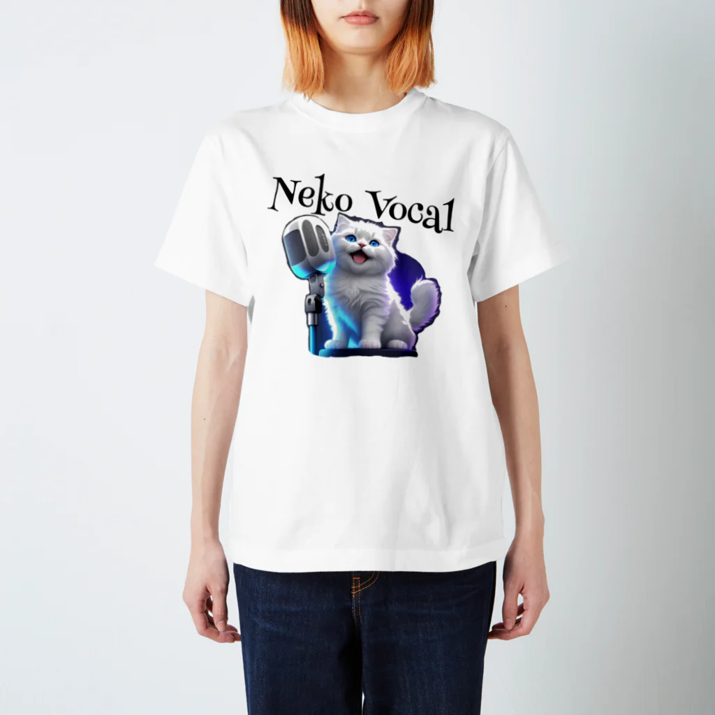 ねこTシャツ SBBSTYLE NEKOのネコボーカル（ロゴ黒）001 スタンダードTシャツ