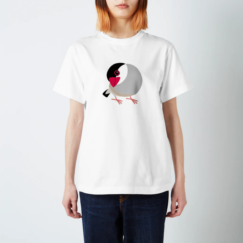 ほほらら工房 SUZURI支店の首をかしげる桜文鳥 スタンダードTシャツ