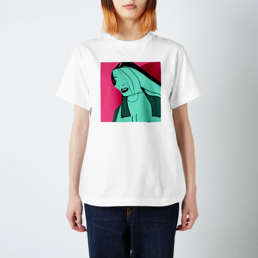 neji_tequilaのピンクとミドリのオンナのヒト Regular Fit T-Shirt