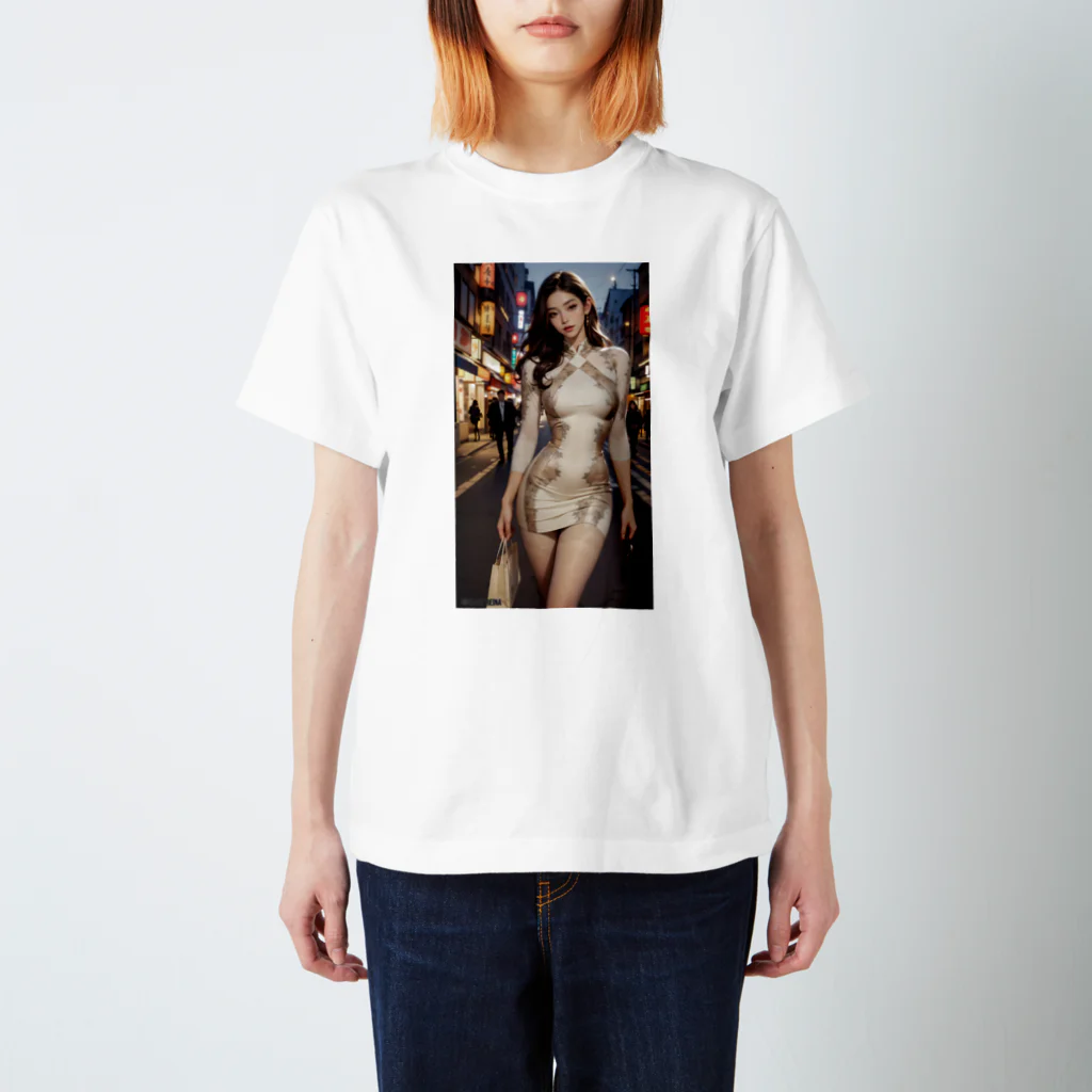 AIART_REINA_KASUMIのAIART MIZUHO 柄物ドレス スタンダードTシャツ