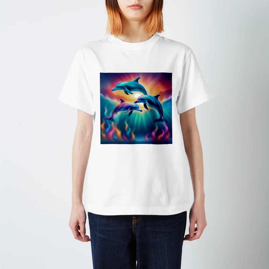 スプラッシュルークのイルカのイラストグッズ スタンダードTシャツ